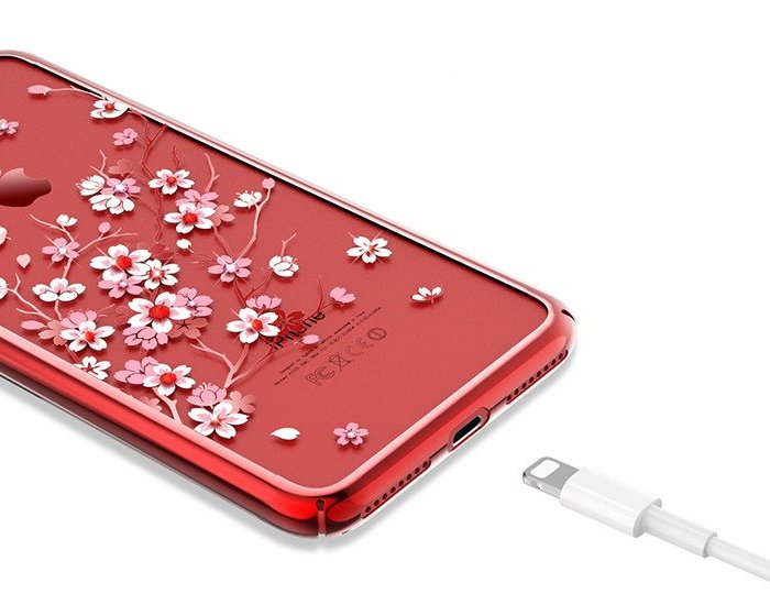 Чехол накладка Swarovski Kingxbar Sakura для iPhone 8 Plus Красный - Изображение 8561