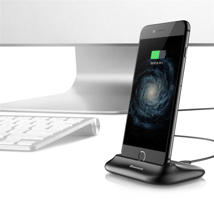 Док станция Baseus Little Volcano Desktop Lightning для iPhone Черная - Изображение 39460