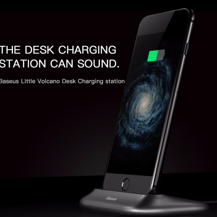 Док станция Baseus Little Volcano Desktop Lightning для iPhone Черная - Изображение 39468