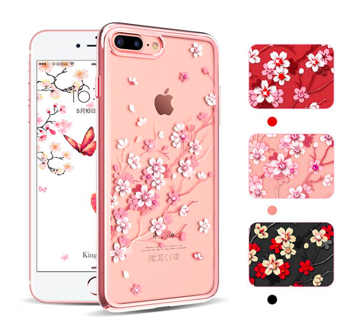 Чехол накладка Swarovski Kingxbar Sakura для iPhone 8 Plus Красный - Изображение 8563