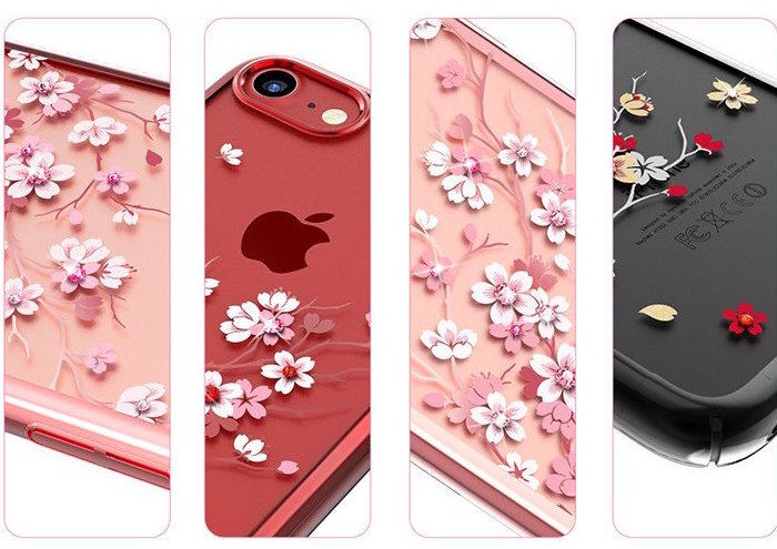 Чехол накладка Swarovski Kingxbar Sakura для iPhone 8 Plus Красный - Изображение 8565