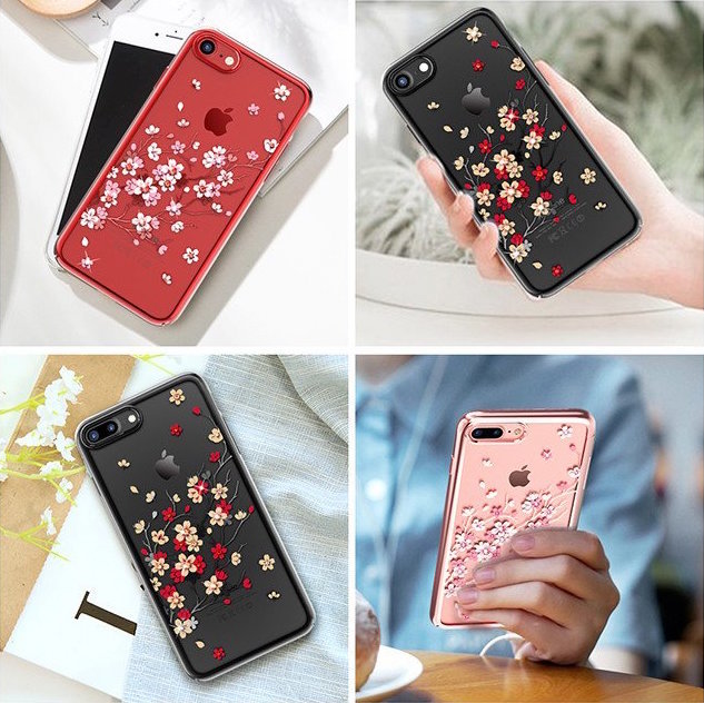 Чехол накладка Swarovski Kingxbar Sakura для iPhone 8 Plus Красный - Изображение 8567