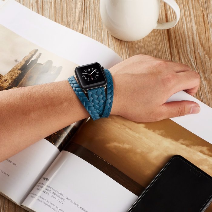 Кожаный ремешок Genuine Leather Band для Apple Watch 1 / 2 / 3 (42мм) Синий - Изображение 39656