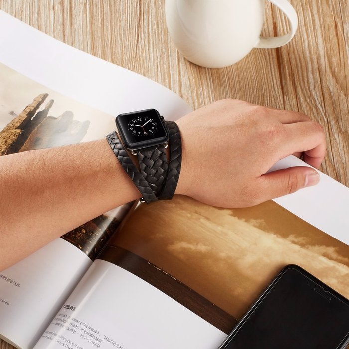 Кожаный ремешок Genuine Leather Band для Apple Watch 1 / 2 / 3 (42мм) Черный - Изображение 39686