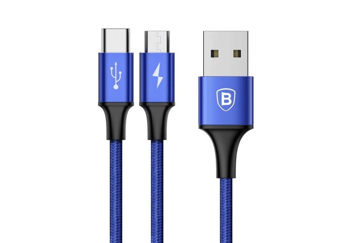 Кабель Baseus Rapid Series 2 в 1 Micro-USB + Type-C 120см Синий - Изображение 39730