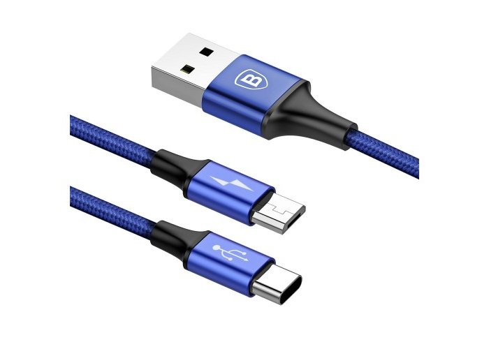 Кабель Baseus Rapid Series 2 в 1 Micro-USB + Type-C 120см Синий - Изображение 39732