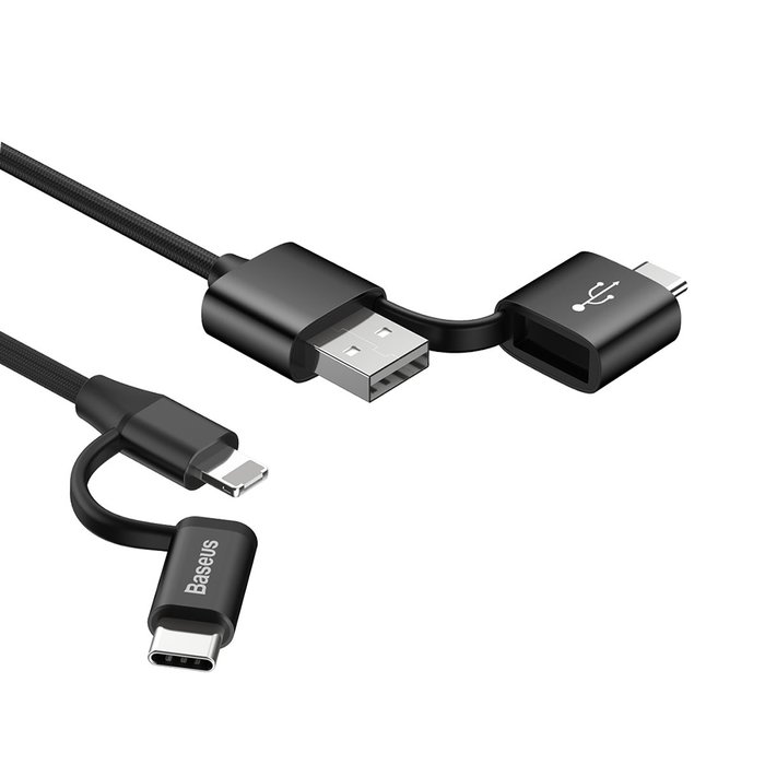 Кабель Baseus Multifunctional 5 в 1 Lightning + Micro-USB + Type-C 1м Черный - Изображение 39784