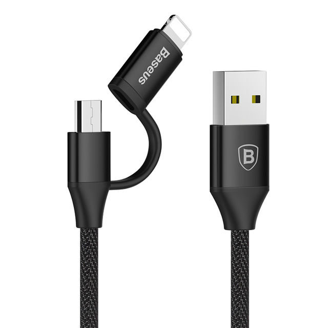 Кабель Baseus Yiven USB to Micro-USB + Lightning 1м Черный - Изображение 39814