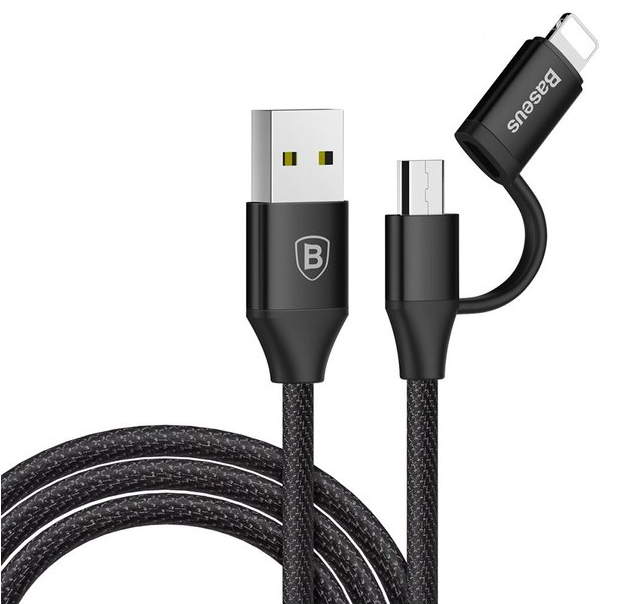 Кабель Baseus Yiven USB to Micro-USB + Lightning 1м Черный - Изображение 39816