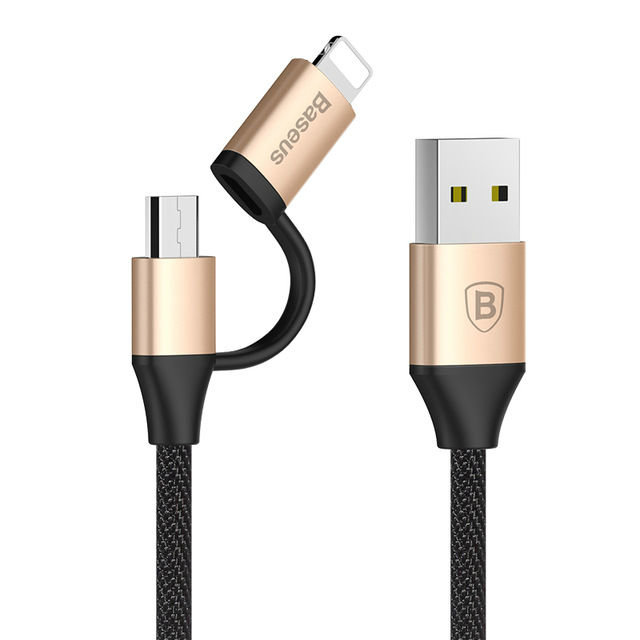 Кабель Baseus Yiven USB to Micro-USB + Lightning 1м Золотой - Изображение 39878