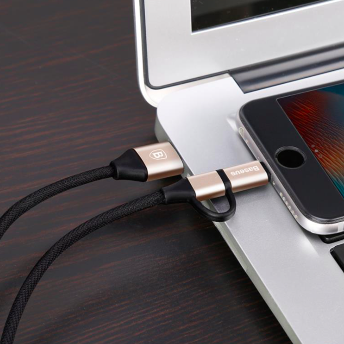 Кабель Baseus Yiven USB to Micro-USB + Lightning 1м Золотой - Изображение 39900