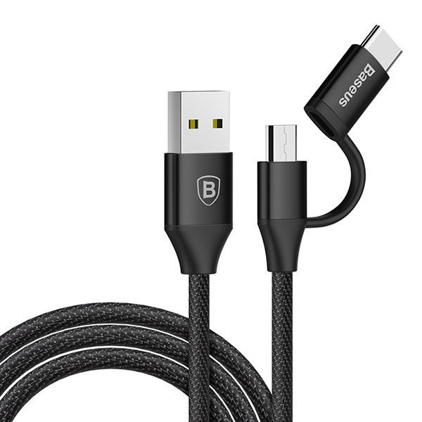 Кабель Baseus Yiven USB to Micro-USB + Type-C 1м Черный - Изображение 39904