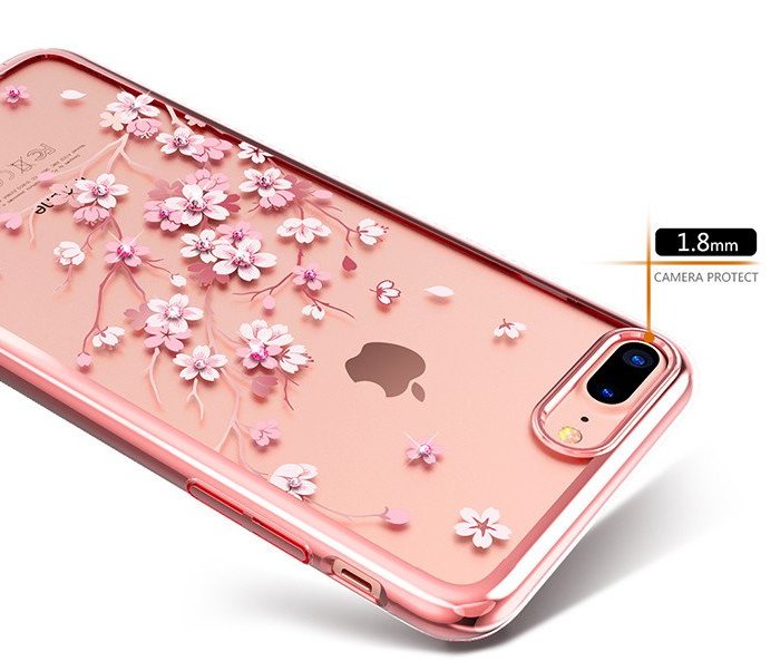 Чехол накладка Swarovski Kingxbar Sakura для iPhone 8 Plus Розовый - Изображение 8635