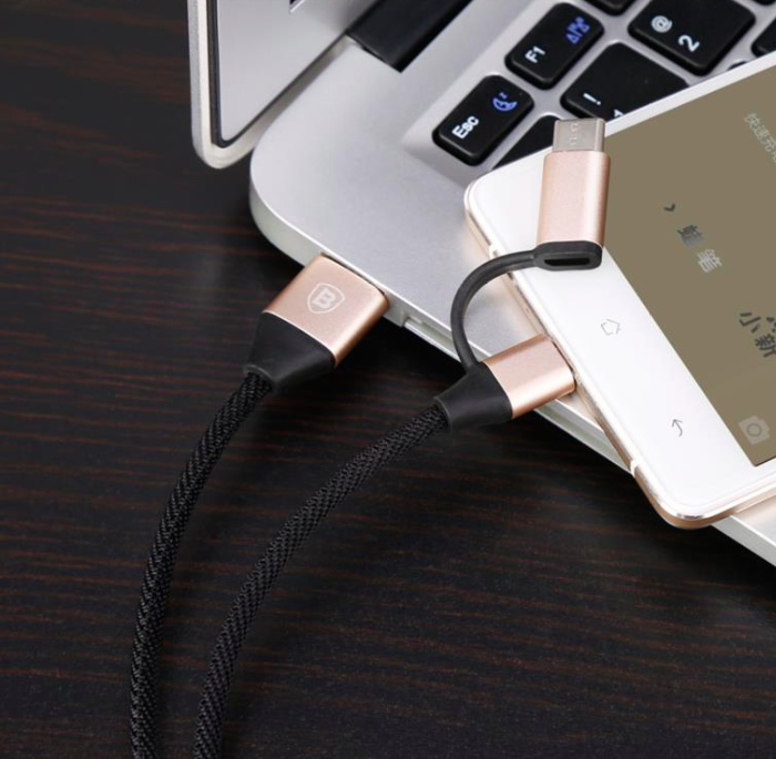 Кабель Baseus Yiven USB to Micro-USB + Type-C 1м Золотой - Изображение 39978