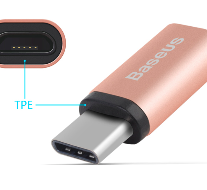 Переходник Baseus Sharp Series Micro-USB - Type-C Розовый - Изображение 40316