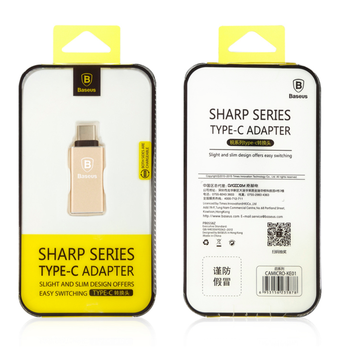 Переходник Baseus Sharp Series USB - Type-C Золото - Изображение 40390