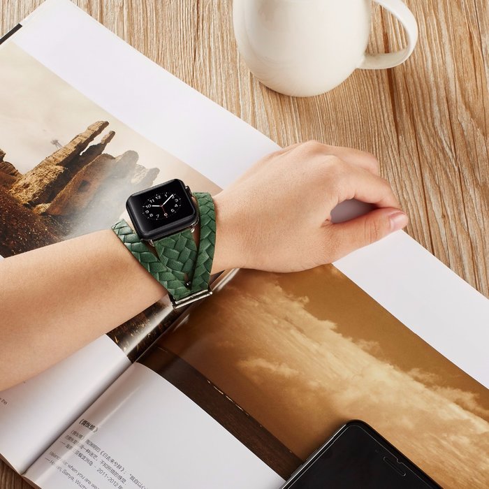 Кожаный ремешок Genuine Leather Band для Apple Watch 1 / 2 / 3 (38мм) Зеленый - Изображение 40606