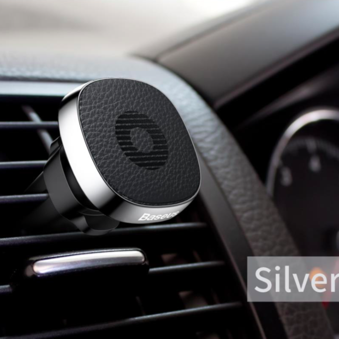 Автомобильный держатель для телефона Baseus Privity Leather Series Серебро - Изображение 40870