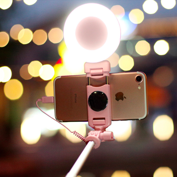 Монопод для селфи с подсветкой Rock Selfie Stick Wire & Light Белый - Изображение 41010