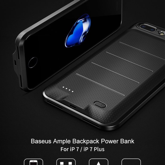 Чехол аккумулятор Baseus Ample Backpack Power Bank 3650 mAh для iPhone 8 Plus Черный - Изображение 41172