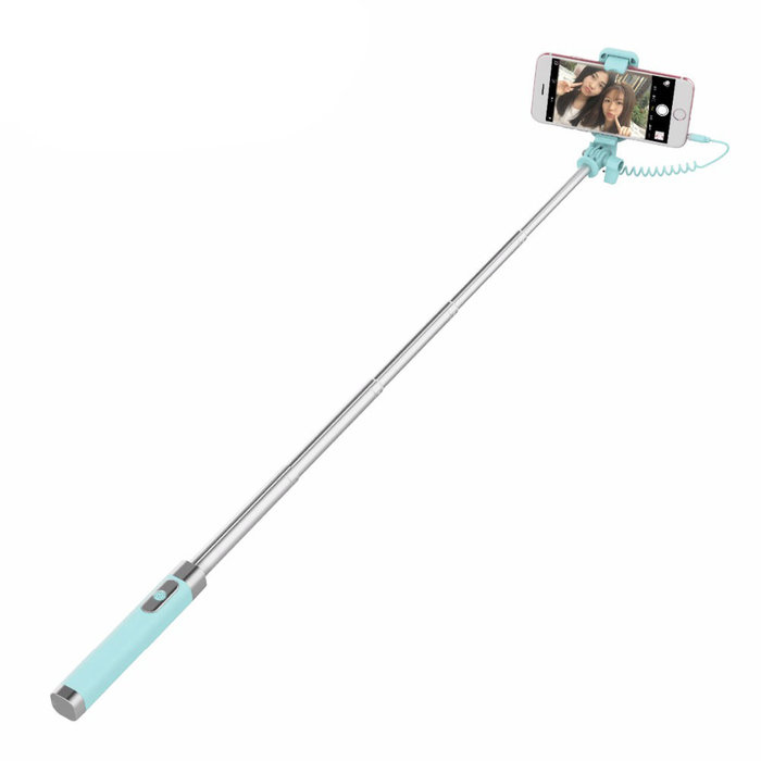 Монопод для селфи Rock Selfie Stick With Wire Control and Mirror для смартфона Розовый - Изображение 41264