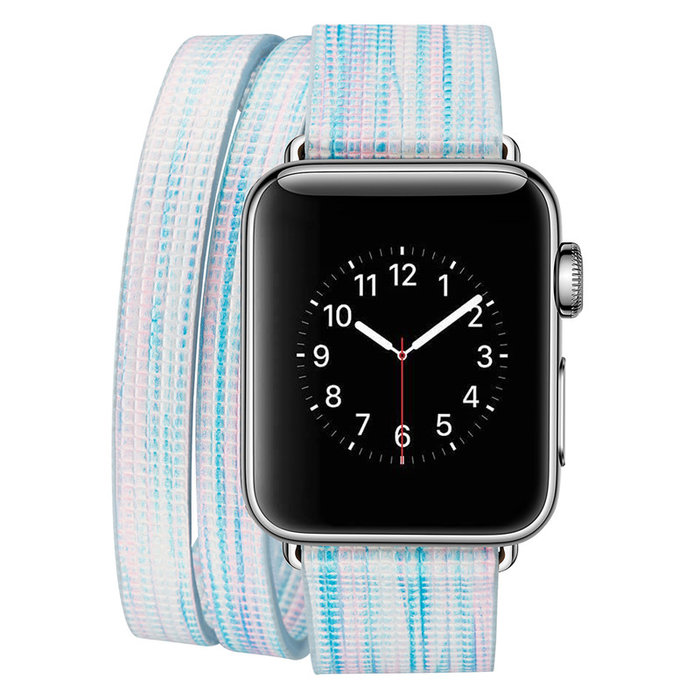 Кожаный ремешок Genuine Leather Band для Apple Watch 1 / 2 / 3 (42мм) Голубой - Изображение 41620