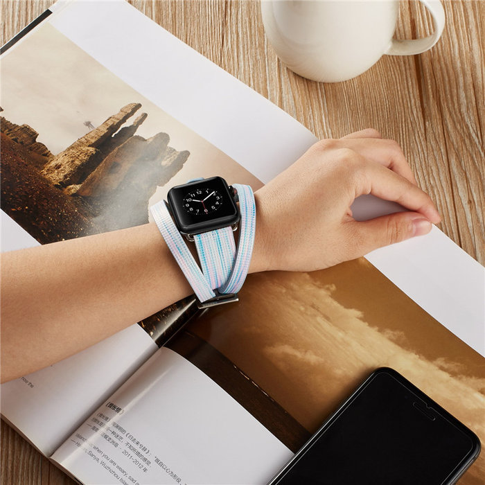 Кожаный ремешок Genuine Leather Band для Apple Watch 1 / 2 / 3 (42мм) Голубой - Изображение 41630