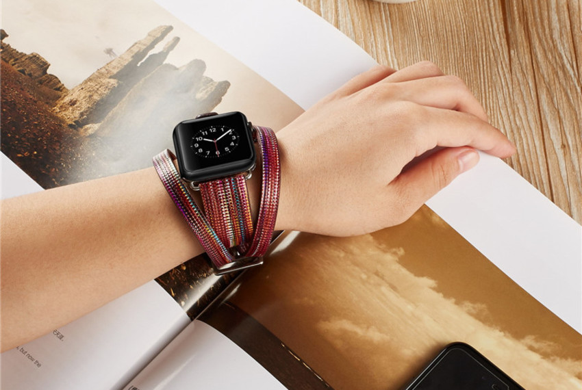 Кожаный ремешок Genuine Leather Band для Apple Watch 1 / 2 / 3 (42мм) Бордовый