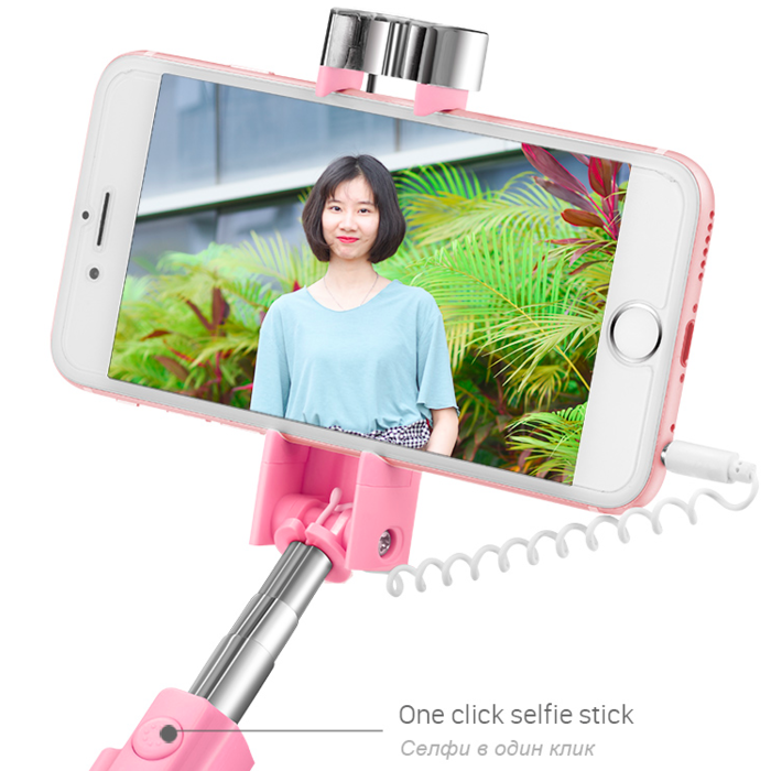 Монопод для селфи Hoco Selfie Stick K3 для смартфонов Розовый - Изображение 41688
