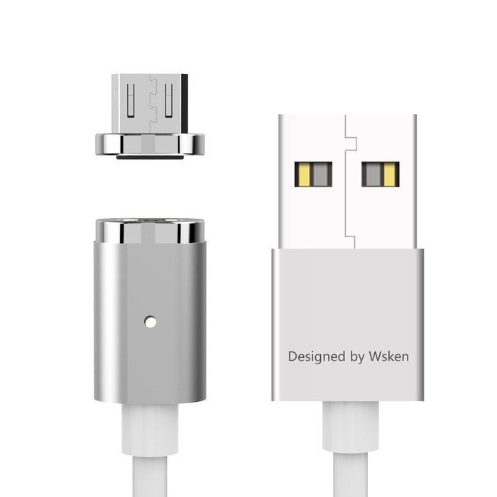 Магнитный переходник Wsken Mini magnetic 2 USB - Micro USB Серебро - Изображение 41904