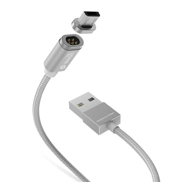 Магнитный переходник Wsken Mini magnetic 2 USB - Micro USB Серебро - Изображение 41906