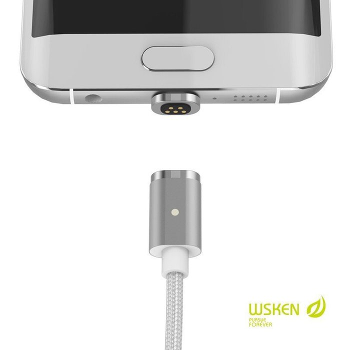 Магнитный переходник Wsken Mini magnetic 2 USB - Micro USB Серебро - Изображение 41910