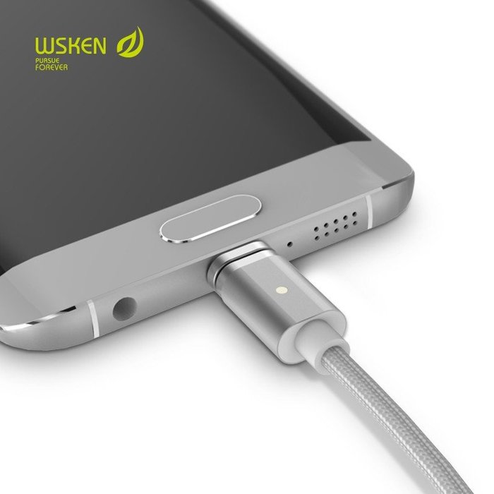 Магнитный переходник Wsken Mini magnetic 2 USB - Micro USB Серебро - Изображение 41916