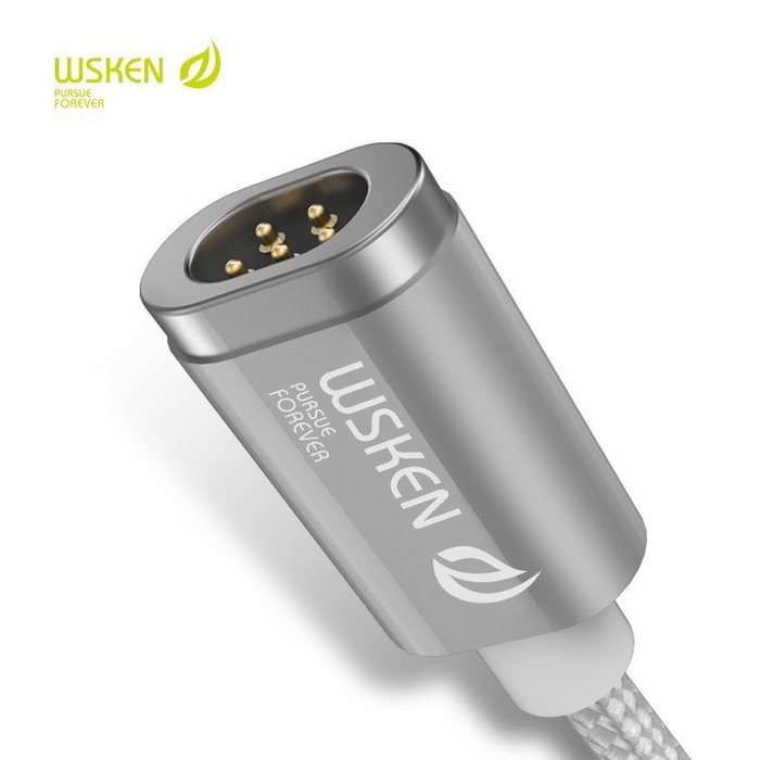 Магнитный переходник Wsken Mini magnetic 2 USB - Micro USB Серебро - Изображение 41918