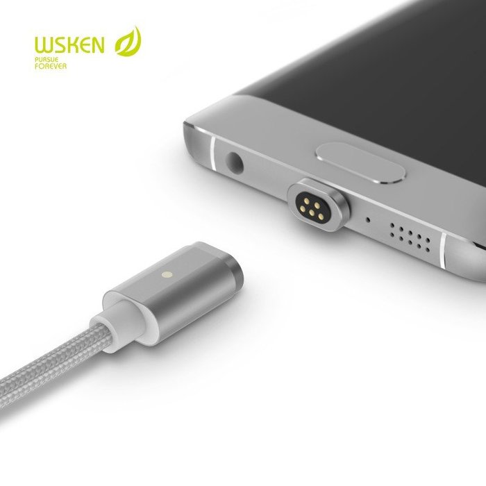 Магнитный переходник Wsken Mini magnetic 2 USB - Micro USB Серебро - Изображение 41922