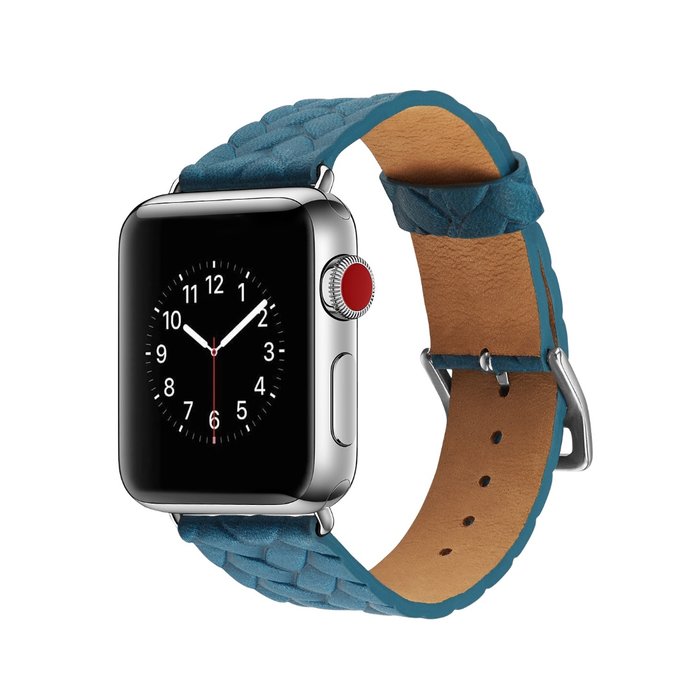 Кожаный ремешок Genuine Leather для Apple Watch 1 / 2 / 3 (42мм) Голубой - Изображение 42130