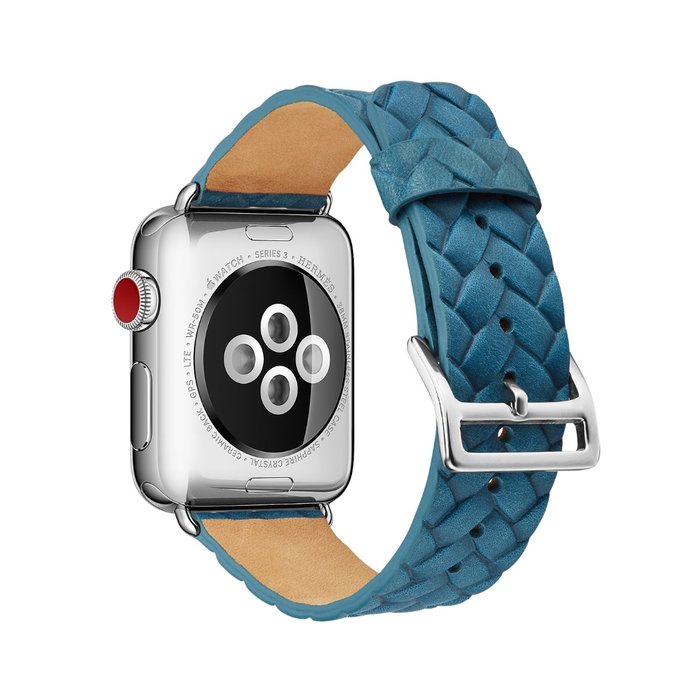 Кожаный ремешок Genuine Leather для Apple Watch 1 / 2 / 3 (42мм) Голубой - Изображение 42132
