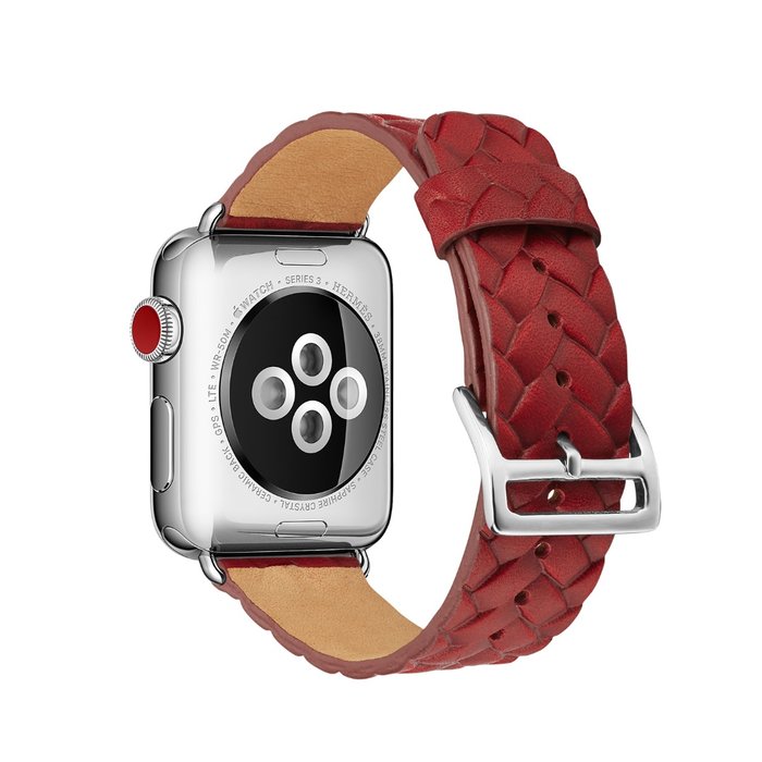 Кожаный ремешок Genuine Leather для Apple Watch 1 / 2 / 3 (42мм) Красный - Изображение 42142