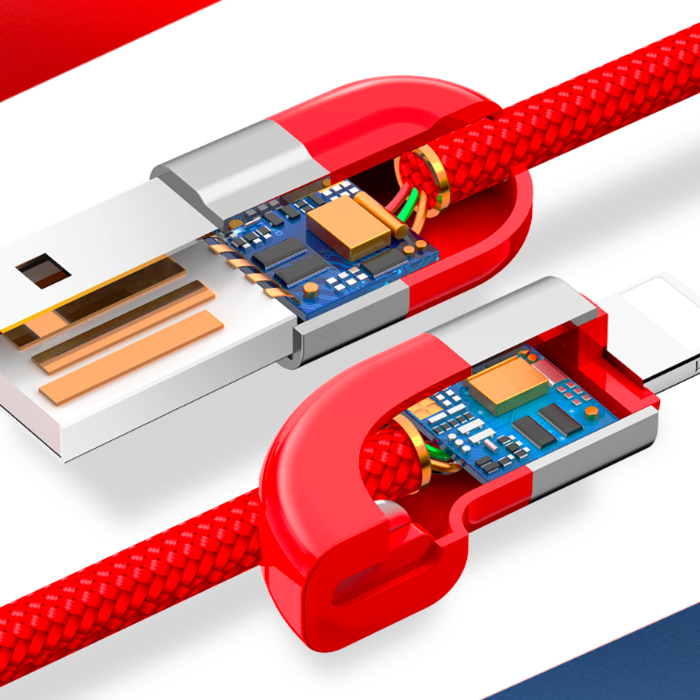 Переходник Baseus Couple Magnetic Lightning - USB 1m Красно-синий - Изображение 42188