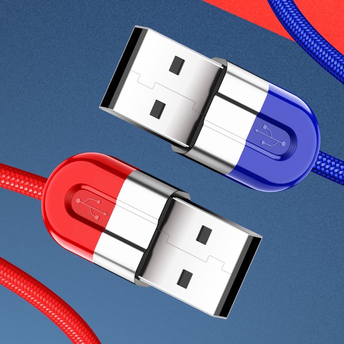 Переходник Baseus Couple Magnetic Lightning - USB 1m Красно-синий - Изображение 42194