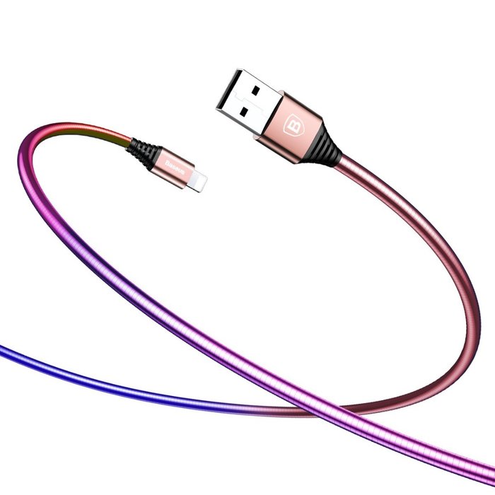 Переходник Baseus Discolor Lightning - USB 1м Розовый - Изображение 42298
