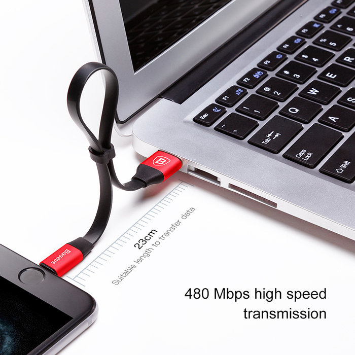 Переходник Baseus Nimble Lightning - USB 23 см Красный - Изображение 42596