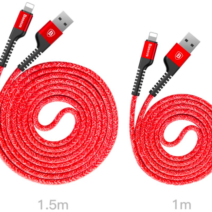Переходник Baseus Confidant Anti-break Lightning - USB 1.5м Красный - Изображение 42638