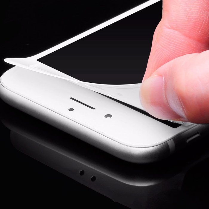 Стекло защитное с силиконовыми краями Baseus Pet для iPhone 7 Plus / 8 Plus Белое - Изображение 9039