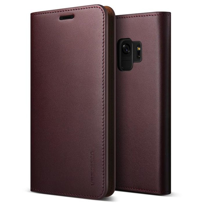 Кожаный чехол книжка VRS Design Genuine Leather для Samsung Galaxy S9 Бордовый - Изображение 42792