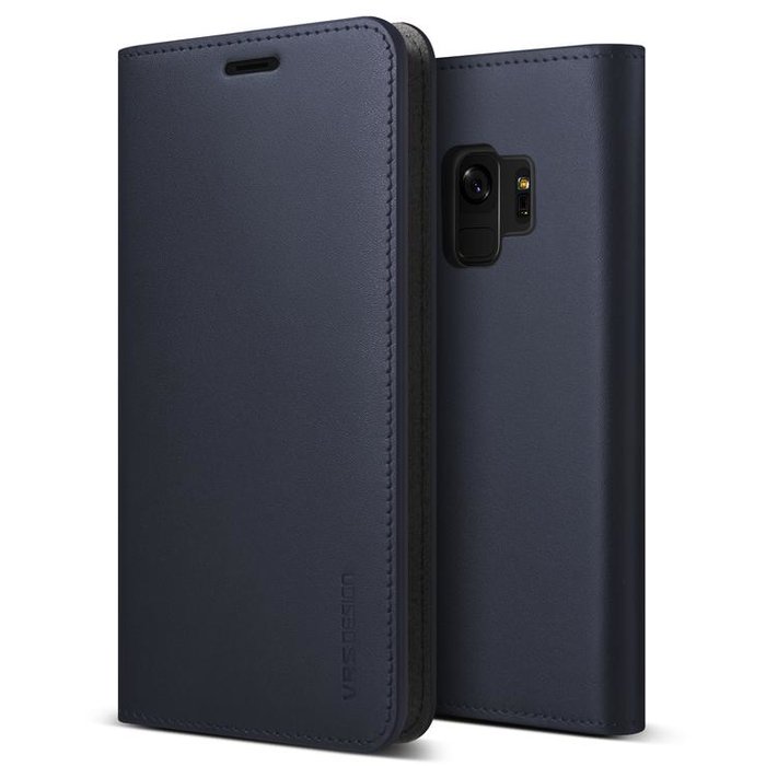 Кожаный чехол книжка VRS Design Genuine Leather для Samsung Galaxy S9 Синий - Изображение 42802