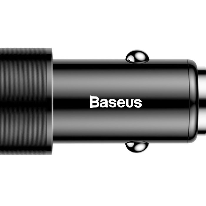 Автомобильная зарядка Baseus Small Screw Dual USB Quick Charge 36W Черная - Изображение 43458