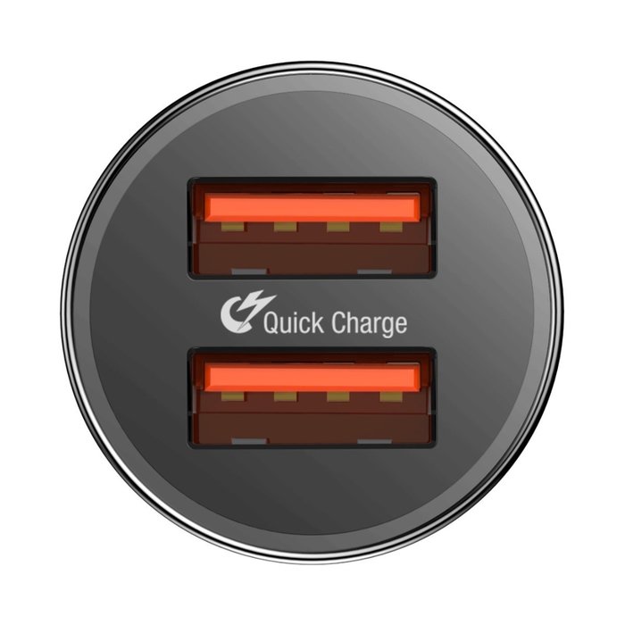 Автомобильная зарядка Baseus Small Screw Dual USB Quick Charge 36W Черная - Изображение 43460