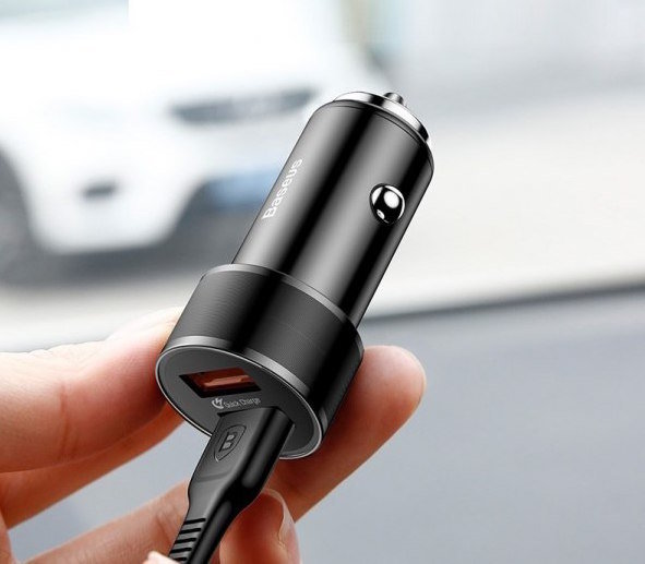 Автомобильная зарядка Baseus Small Screw Dual USB Quick Charge 36W Черная - Изображение 43468