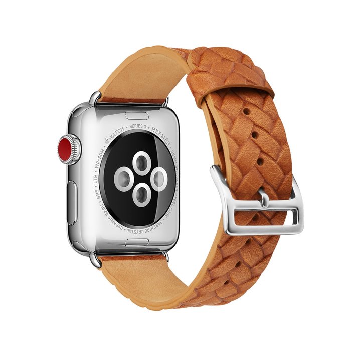 Кожаный ремешок Genuine Leather для Apple Watch 1 / 2 / 3 (38мм) Светло-коричневый - Изображение 43516